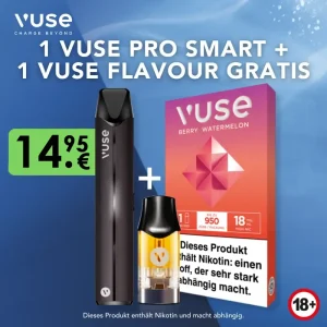 1 Vuse Pro Smart + 1 Vuse Flavour Berry Watermelon Gratis