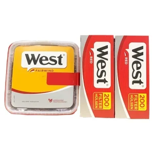 1 x West Yellow Tabak Eimer 110 Gramm & 400 West Red Hülsen