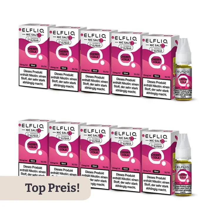 10er Pack E-Liquid Nikotinsalz ELFBAR Elfliq Cherry Cola 10mg