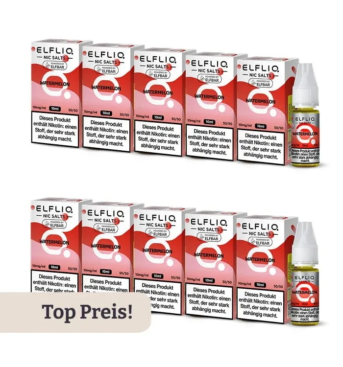 10er Pack E-Liquid Nikotinsalz ELFBAR Elfliq Watermelon 10mg