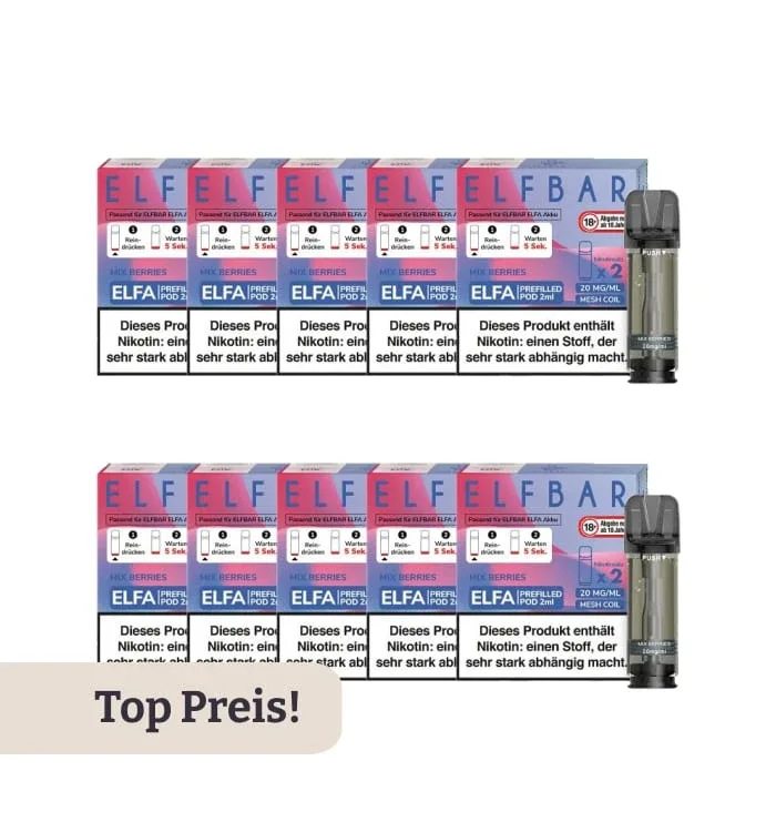 10er Pack E-Liquidpod ELFBAR Elfa Mix Berries 0 mg 2 Pods ( OHNE NIKOTIN )