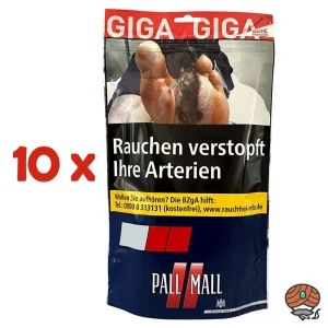 10x Pall Mall Red/Rot Volumentabak / Tabak Giga Beutel à 100g
