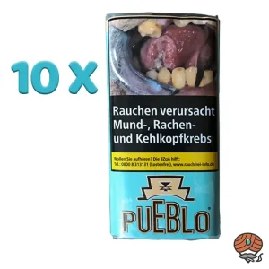 10x Pueblo Blue ohne Zusätze Feinschnitt Drehtabak à 30g Pouch