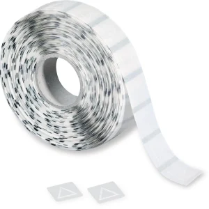 18000 Tastbare Blinden Dreiecke | 15 x 15 mm | Dursichtiges Etikett mit Blackmark