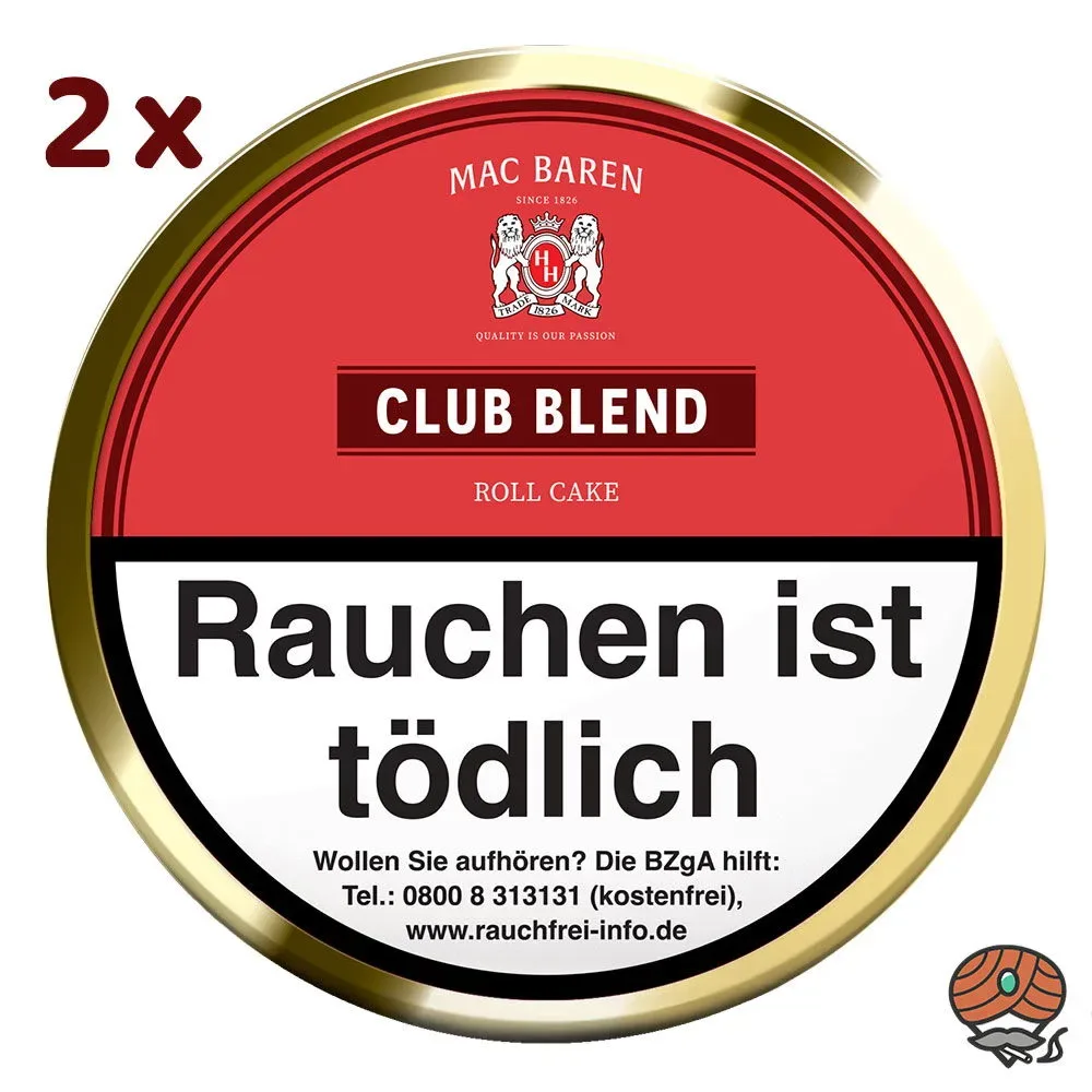 2 x Mac Baren Club Blend Roll Cake Pfeifentabak 100g Dose