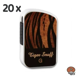 20 x Bernard Tiger Snuff G 10g Dose Schnupfpulver, tabakfrei, nikotinfrei mit Guaranaaroma