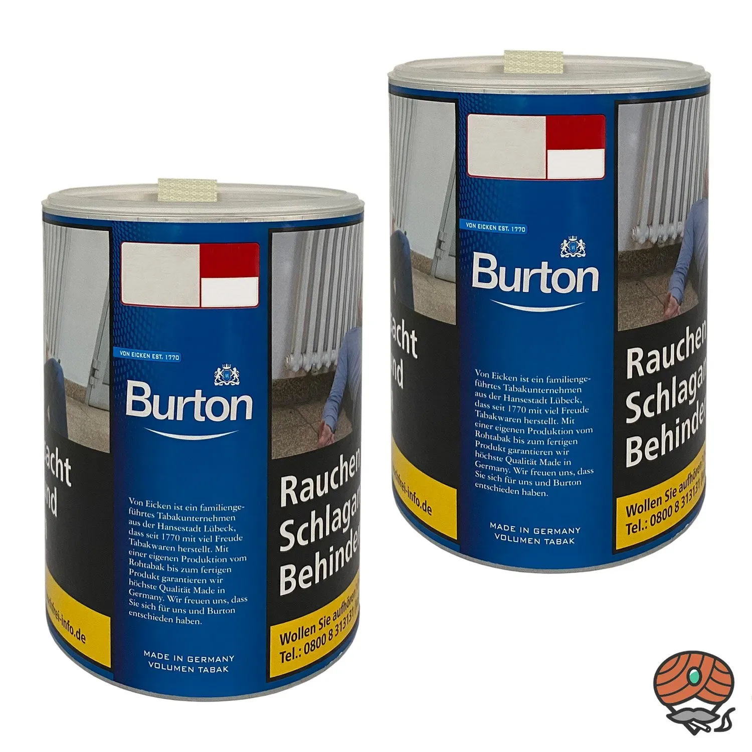 2x Burton Blue / Blau Volumentabak Dose à 65g