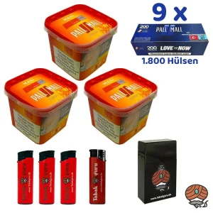 3x Pall Mall Allround Volumentabak Maxi Box à 260g, 1800 Blue Xtra Hülsen, Zubehör