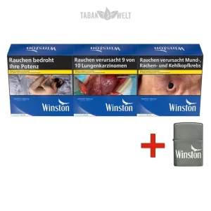 3x Winston Blue Zigaretten Big Pack 6XL mit Zippo Feuerzeug