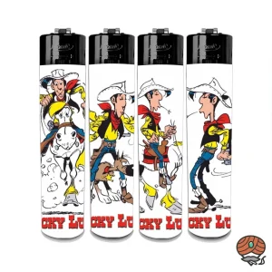 4 Atomic Reibrad Feuerzeuge „Lucky Luke WEIß“