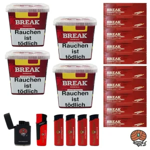 4x Break Original Volumentabak Giga Box 195g + 2000 Hülsen + Zubehör