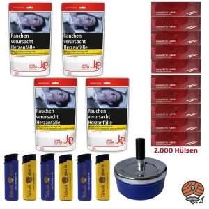 4x JPS / John Player Special Red Volumentabak Zip Bag à 80g, 2000 Hülsen, Zubehör