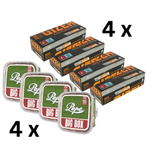 4x Pepe Tabak 170g Tabak + 4x Gizeh Full Flavor Extra 200 Stück – Sparpaket