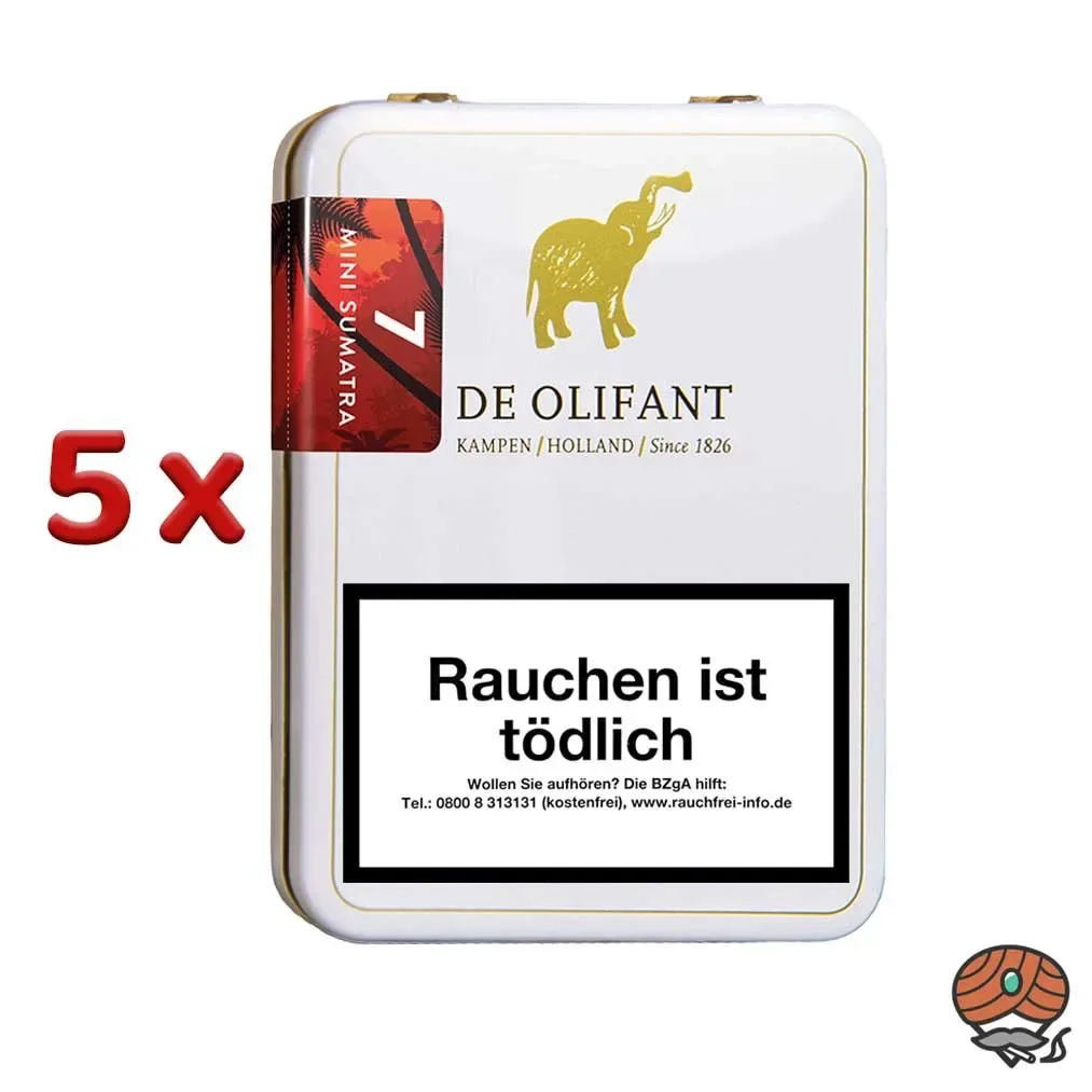 5x De Olifant Modern Mini Sumatra Zigarillos à 7 Stück