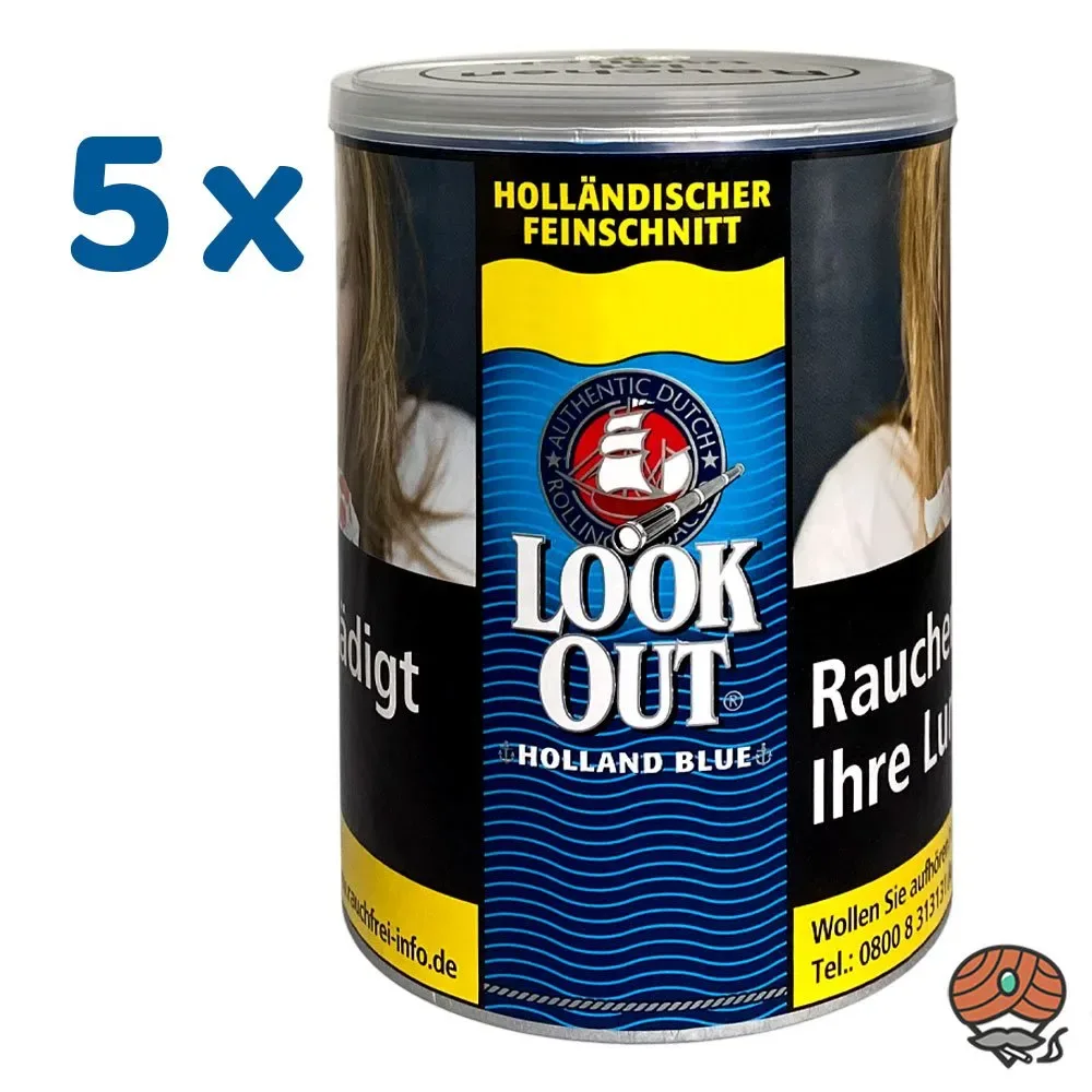 5x Look Out Holland BLUE (Halfzware) 150g Dose Drehtabak Zigarettentabak