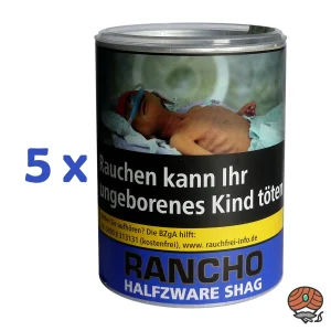 5x Rancho Halfzware Shag Zigarettentabak Dose à 190g