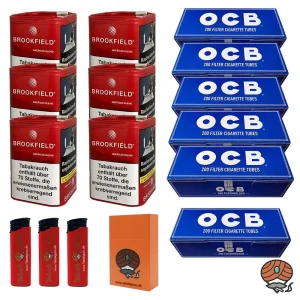 6x Brookfield American Blend Tabak Dose à 120g, OCB Hülsen, Zubehör