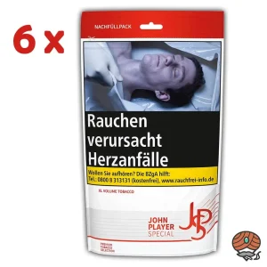 6x JPS John Player Special Red / Rot Zip Bag Volumentabak à 80g