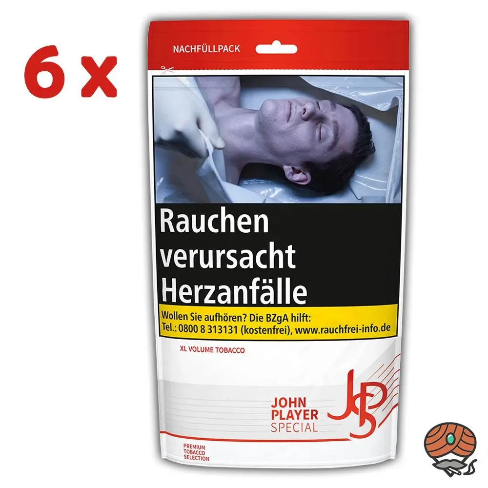 6x JPS John Player Special Red / Rot Zip Bag Volumentabak à 80g