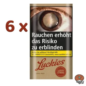 6x Lucky Strike Origins USA Red/Rot Pouch Drehtabak à 30g
