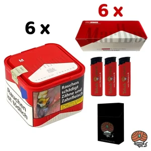 6x Marlboro Red / Rot Tabak 70g M Dose + 6x Marlboro Rot Extra Filterhülsen + Zubehör