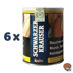 6x Unitas Schwarzer Krauser Zware Shag Drehtabak/Stopftabak Dose à 75g