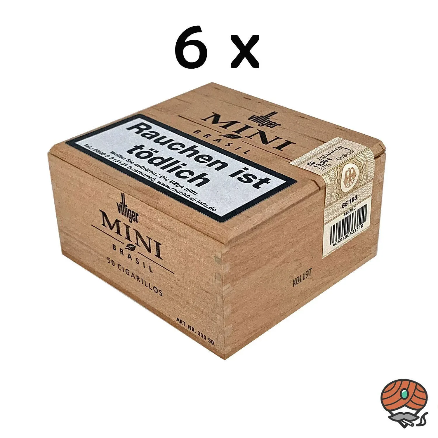 6x Villiger Mini Brasil Zigarillos, 50 Stück in Holzkiste
