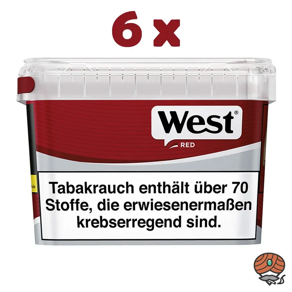 6x West Red/Rot Volumentabak / Zigarettentabak Mega Box à 115g