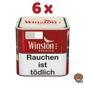 6x Winston Premium Red Zigarettentabak Dose à 56g