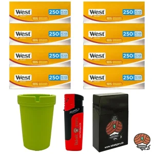 8 Pack West Yellow Extra Filterhülsen + Autoaschenbecher + Zubehörartikel