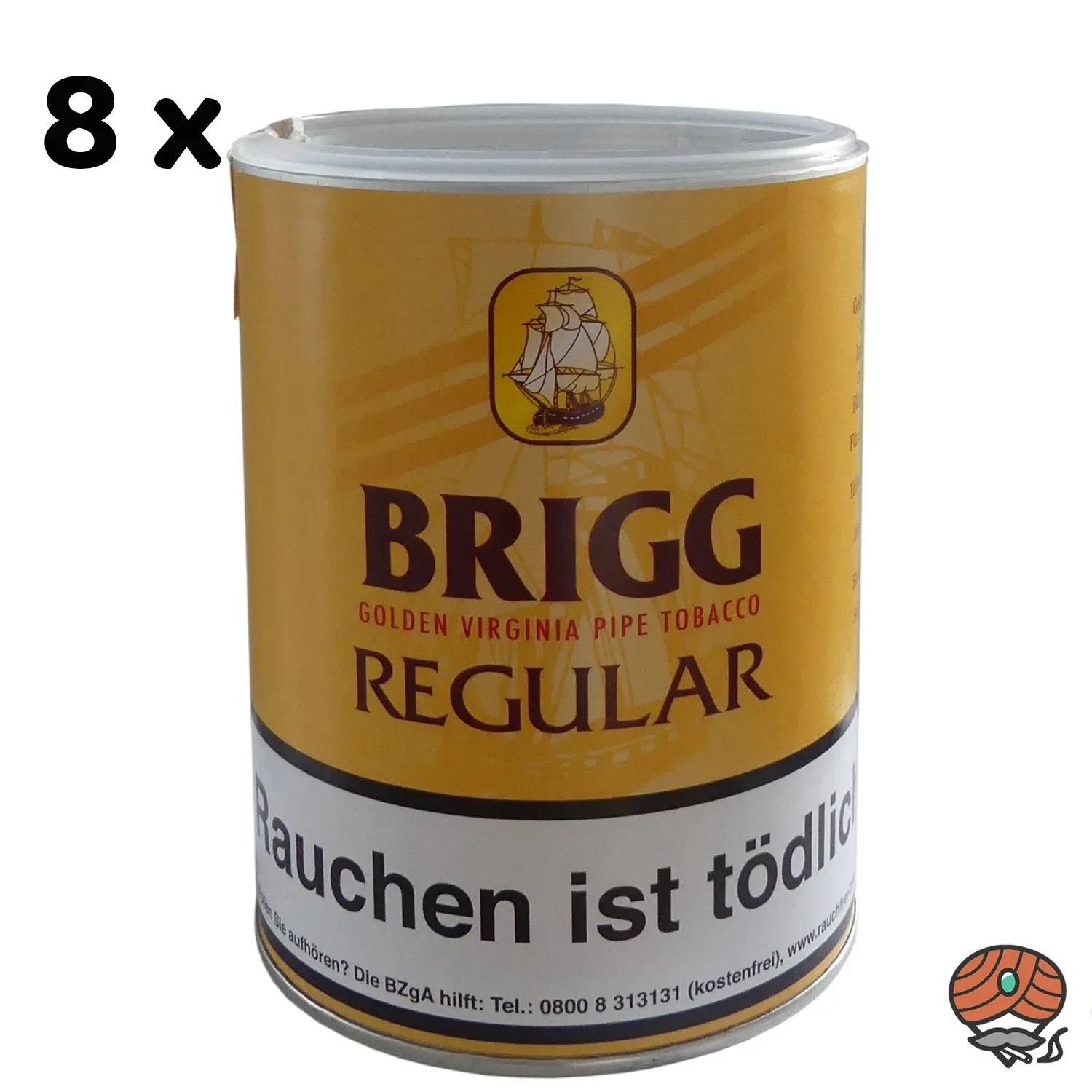 8x Brigg Regular Dose à 155g – Golden Virginia Pfeifentabak