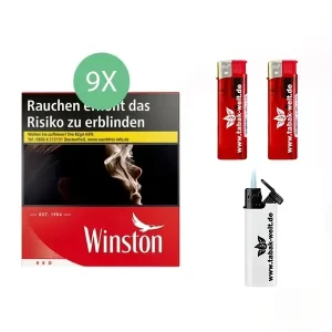 9x Winston Zigaretten Red 6XL + Zubehör