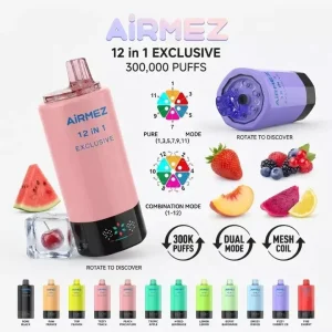 AIRMEZ 300K Original 300K Züge Einweg E Zigarette Mesh Coil Digital Display