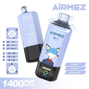 AIRMEZ FOX 140K Züge Einweg E Zigarette Digital Display 6in1 Multiple Geschmacksrichtungen