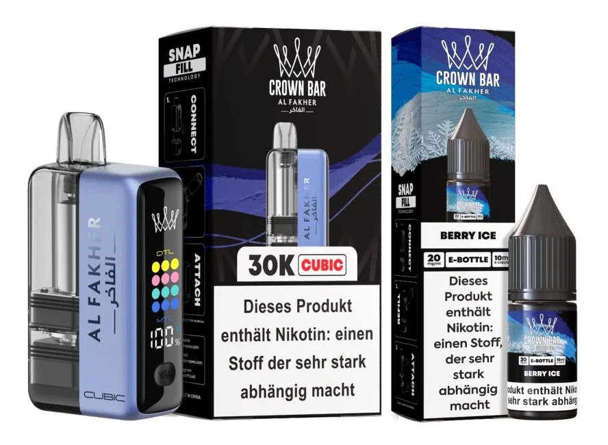 Al Fakher Cubic 30K Blue Kit + Pod Berry Ice