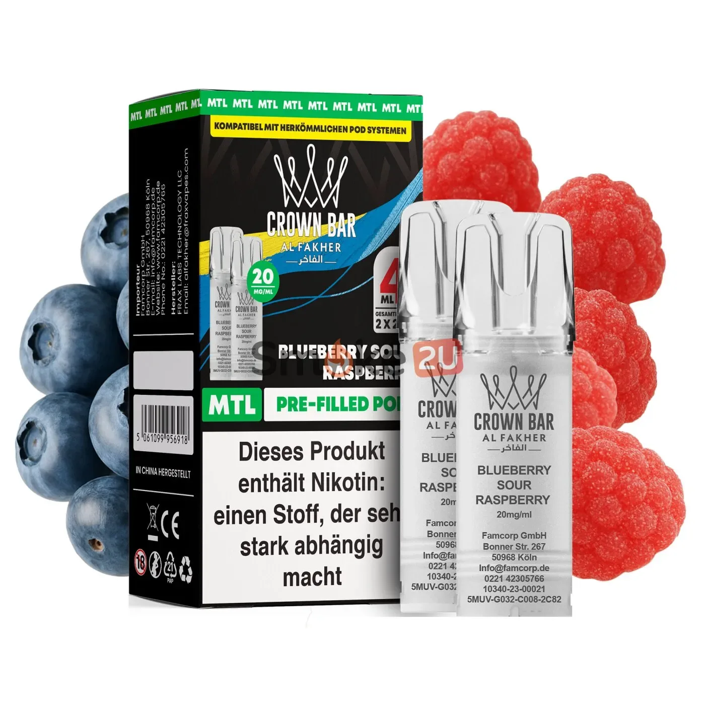 Al Fakher Pod (2er Pack) – Blueberry Sour Raspberry 20mg (MTL)