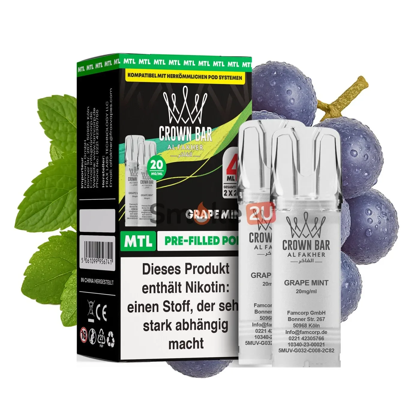 Al Fakher Pod (2er Pack) – Grape Mint 20mg (MTL)