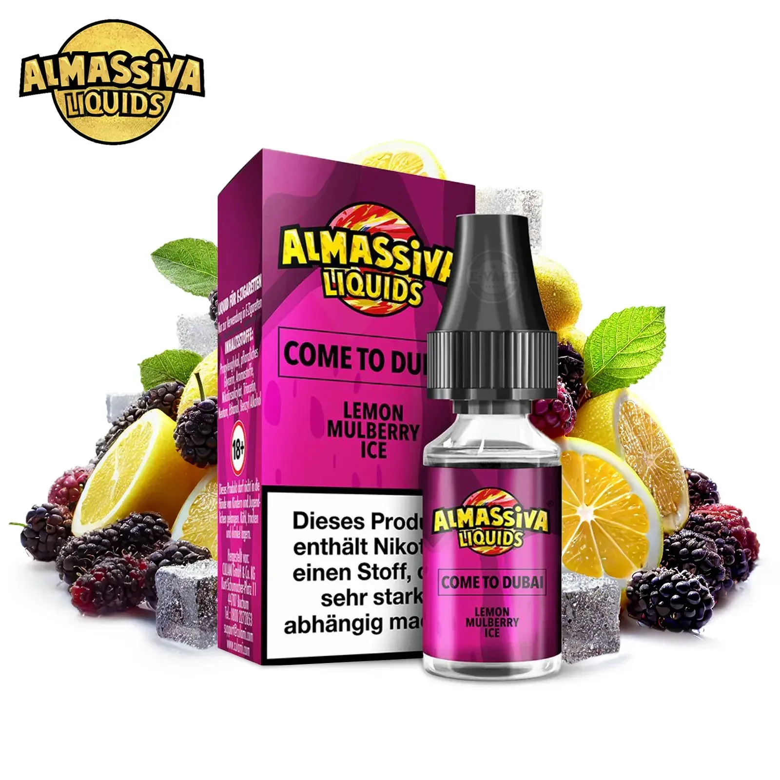 Almassiva Nikotinsalz Liquid Come to Dubai 10ml – Zitrone, Maulbeere, Frische