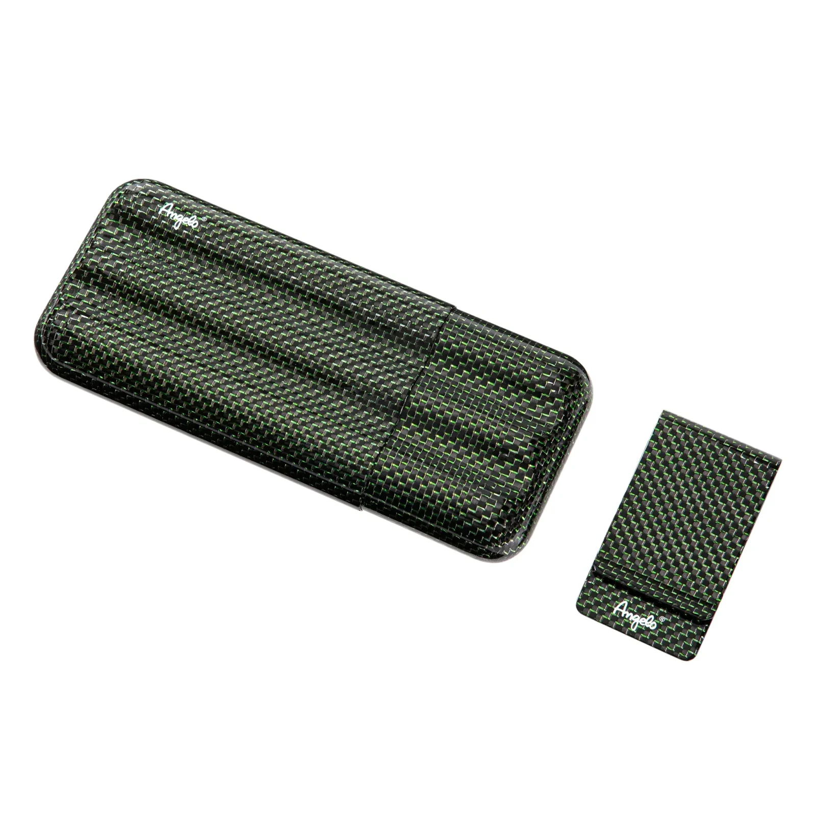 Angelo Zigarrenetui 3er, Echt Carbon, Ring 60, mit Geldclip