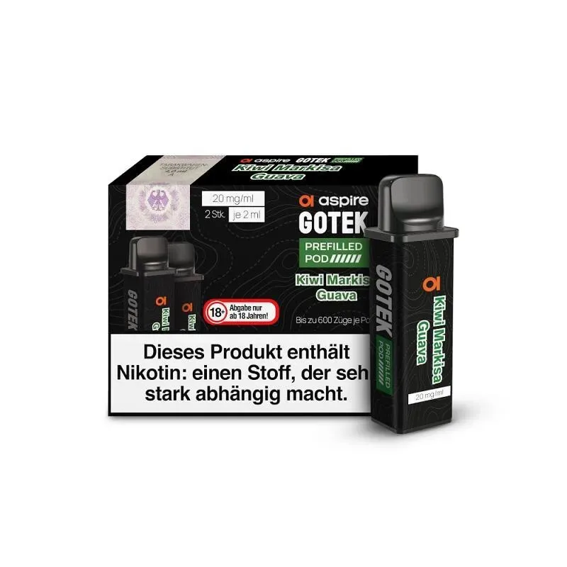 Aspire – GoTek Prefill Pod 20mg/ml (2 Stück pro Packung) – Kiwi Markisa Guava