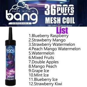 BANG Rechargeable Disposable 36K Züge Einweg E Zigarette Wiederaufladbar Nikotinfrei