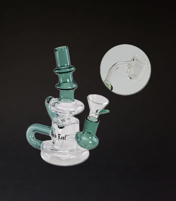 Black Leaf | Recycler Glasbong | für Öl & Kräuter | meergrün | 16 cm Höhe