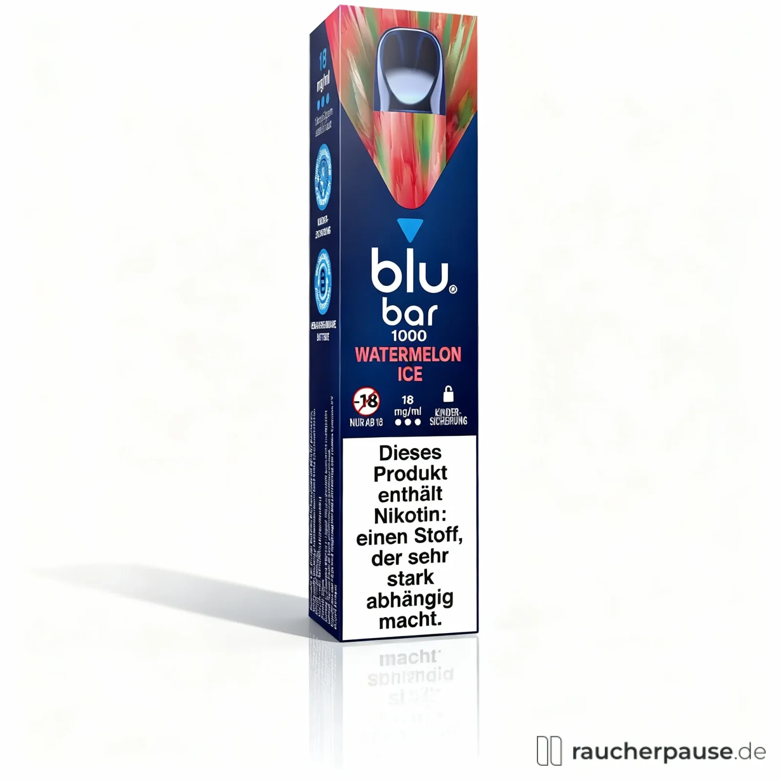 blu bar 1000 Einweg E-Zigarette Watermelon Ice | 18 mg Nikotin | Fruchtiger Genuss für unterwegs | Bis zu 1000 Züge