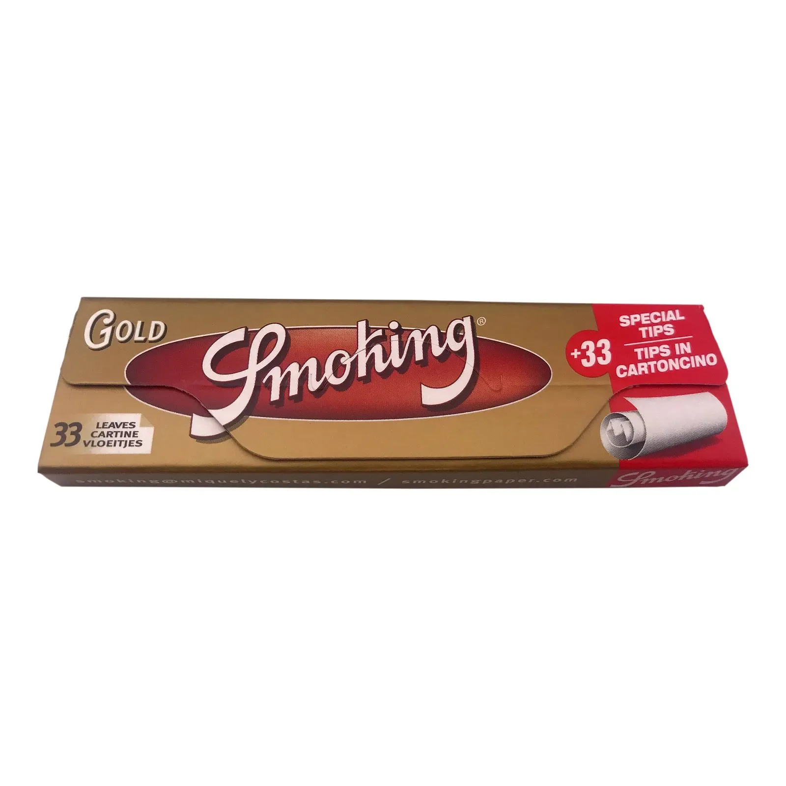 Box Smoking Gold King Size + Filter Tips Zigarettenpapier 24 Hefte à 33 Blatt + Tips + Kugelschreiber