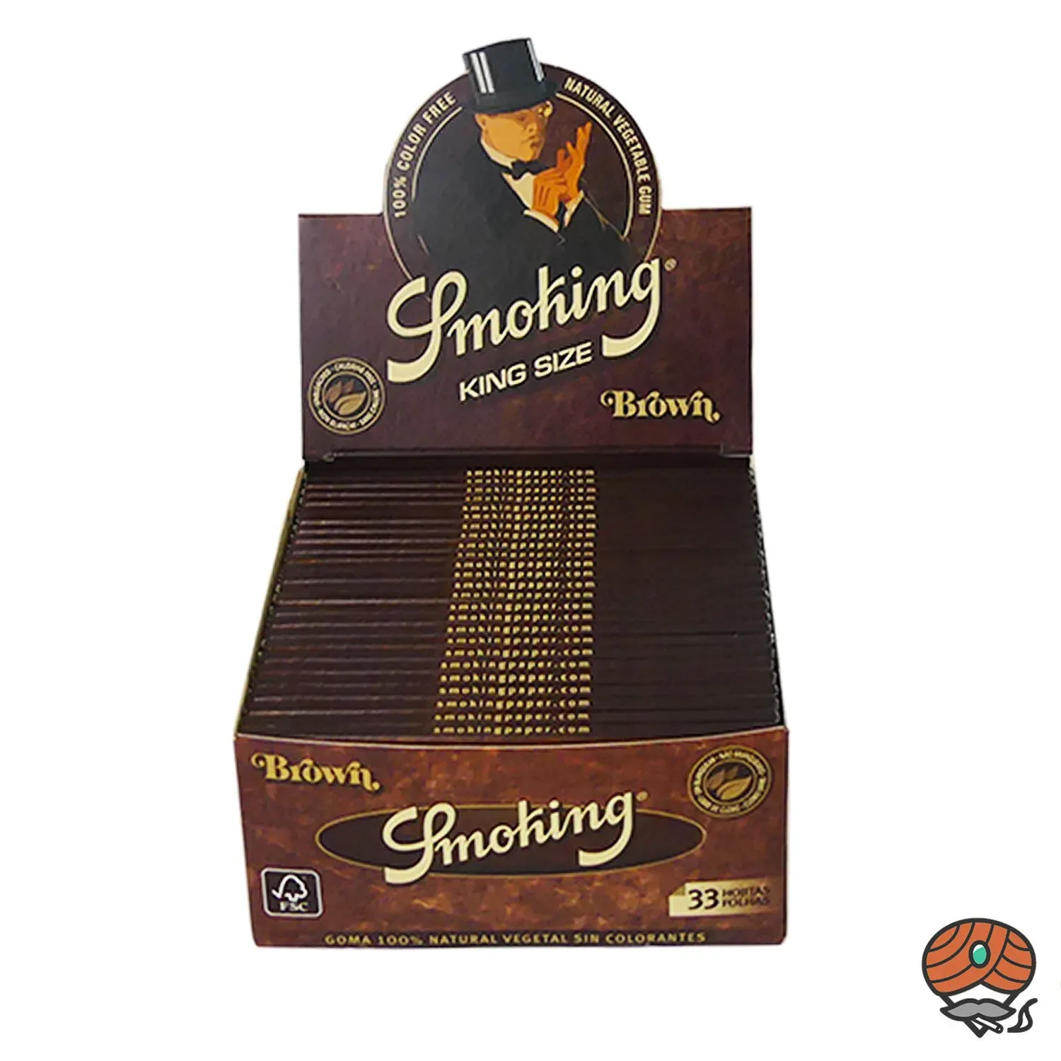 Box Smoking King Size Brown Zigarettenpapier 50 Hefte à 33 Blatt