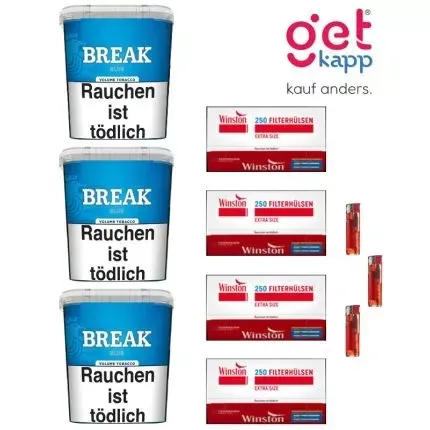 Break Tabak Blau 195g Eimer Sparset Extra Hülsen