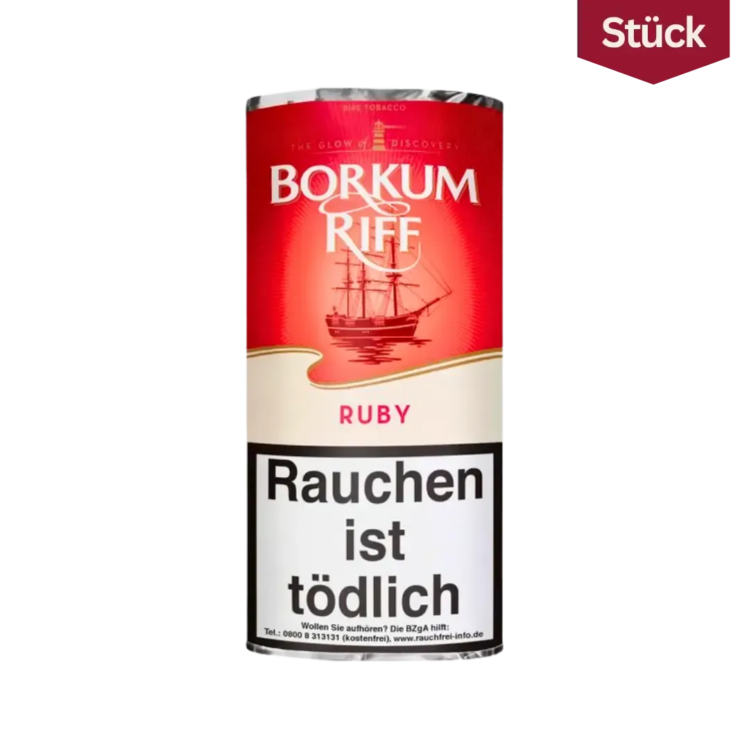 Bundle: Borkum Riff Ruby Cherry Pfeifentabak Pouch (5×50 Gramm)