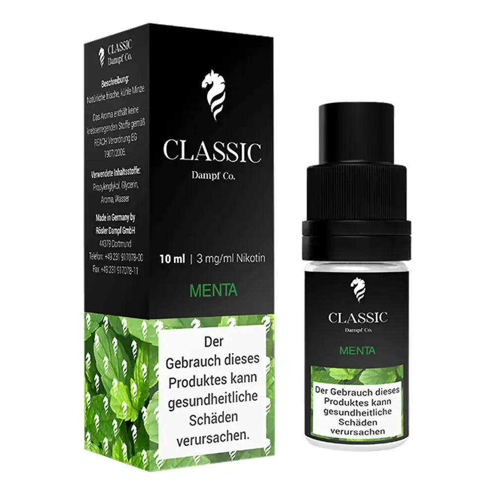 Classic Dampf Co. – Menta (Nikotinliquid, 10 ml, 50% VG / 50% PG)