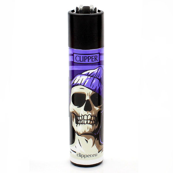 Clipper Feuerzeug Skulls 18 Lila 2v4