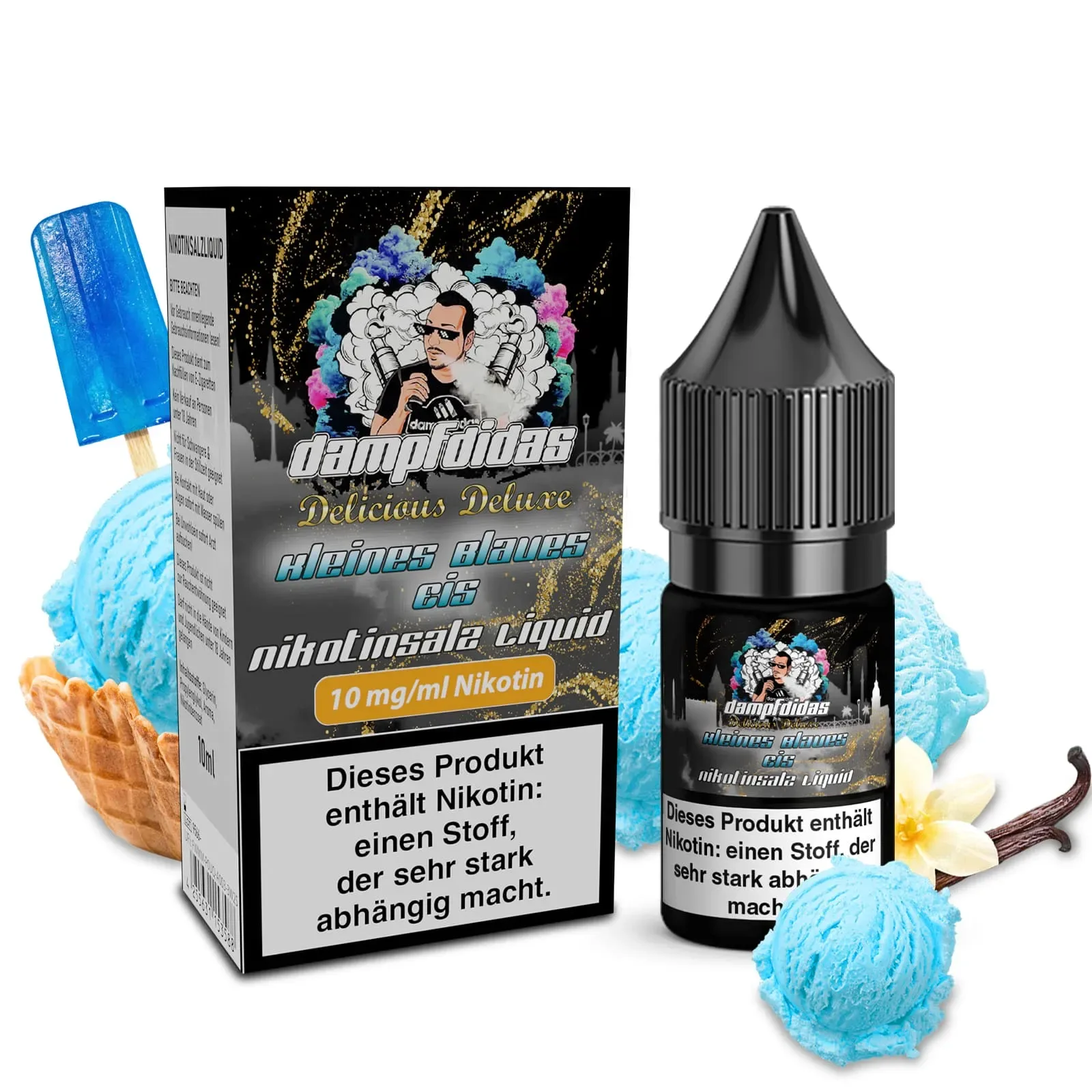 Dampfdidas Nikotinsalz – Kleines Blaues Eis – 10ml Liquid 10mg C